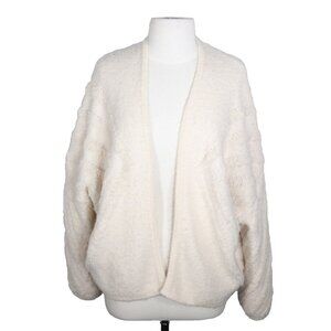 Akemi+Kin Women's One Size Cream Cardigan Tunic Sweater Open Front Eyelet